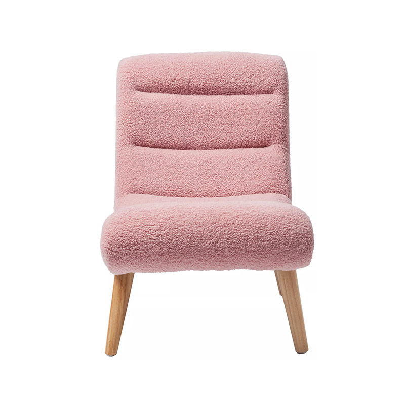 Chaise longue pour enfants, chaise confortable avec pieds en bois robustes et tissu bouclé doux