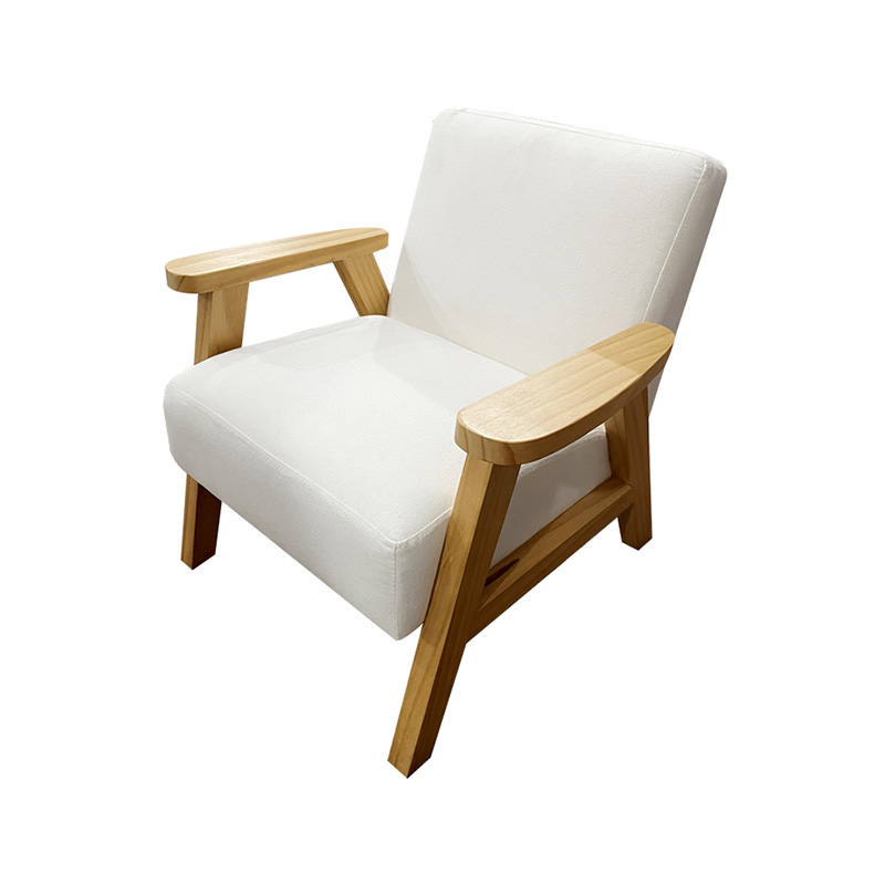 Chaise de loisirs pour enfants avec accoudoirs, structure en bouleau robuste, coussin de dossier et d'assise confortables