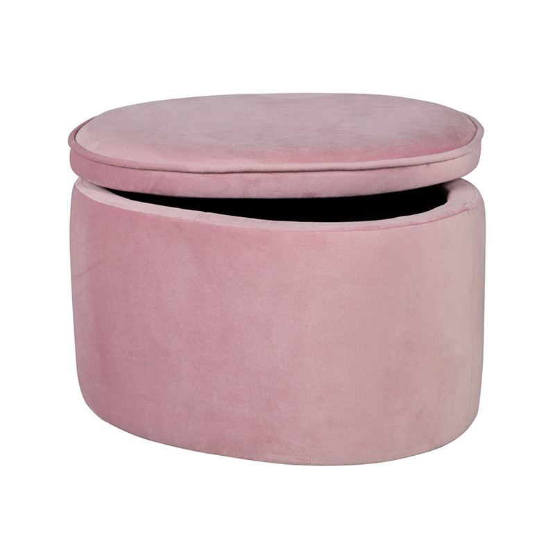 Tabouret pour enfants avec fonction de rangement, ovale, confortable, avec tissu velours