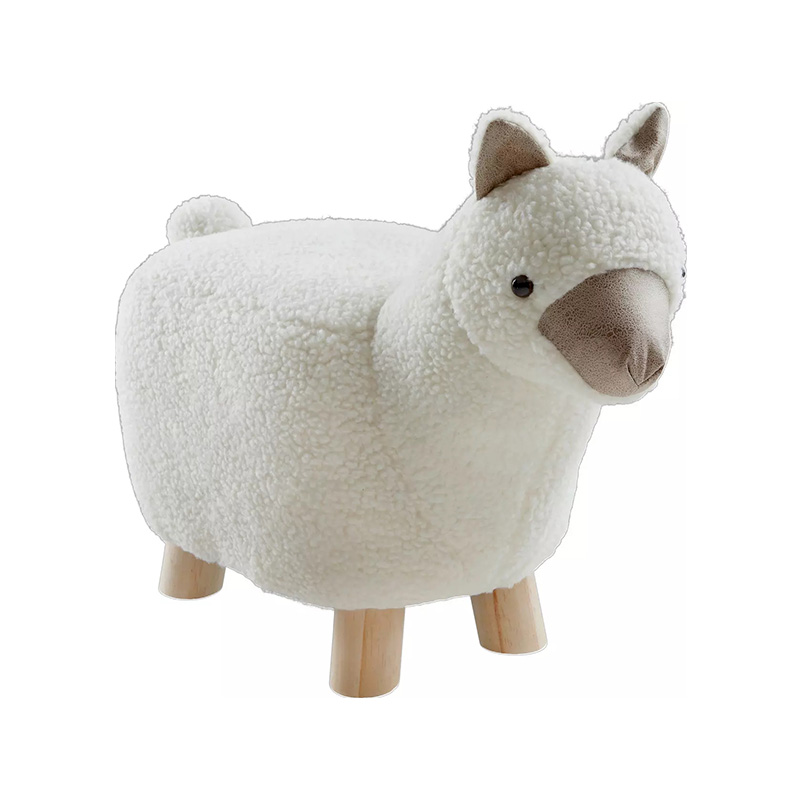 Pouf pour enfant en forme d'animal avec pieds en bois robustes et tissu doux