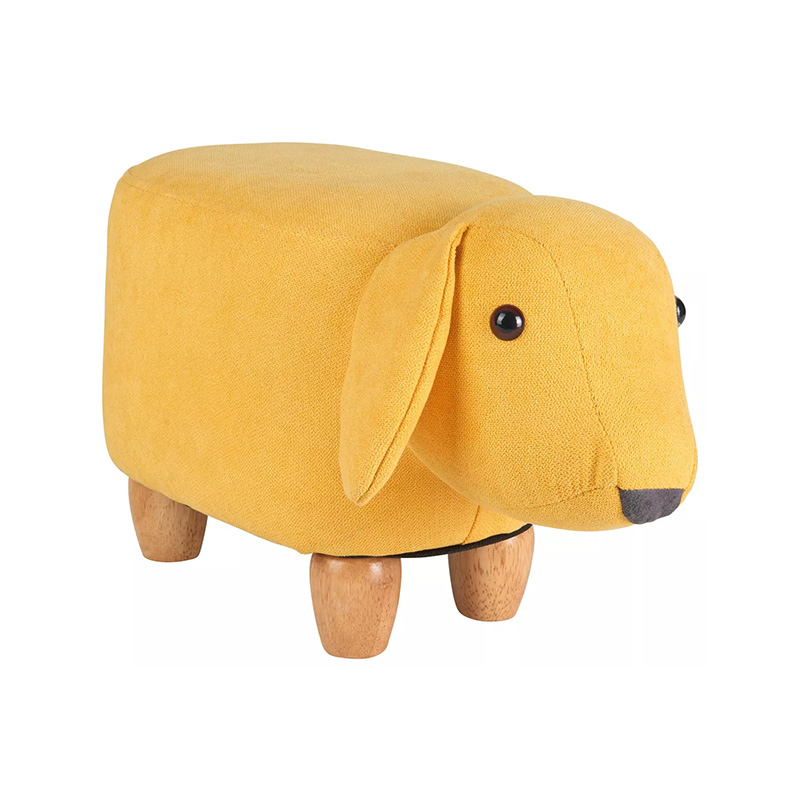 Pouf pour enfant en forme d'animal avec pieds en bois robustes et tissu doux