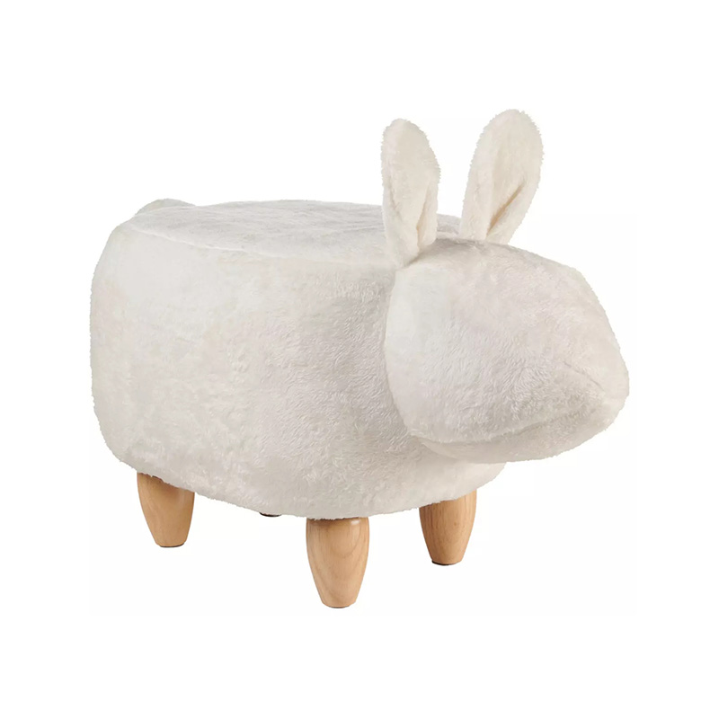 Pouf pour enfant en forme d'animal avec pieds en bois robustes et tissu doux