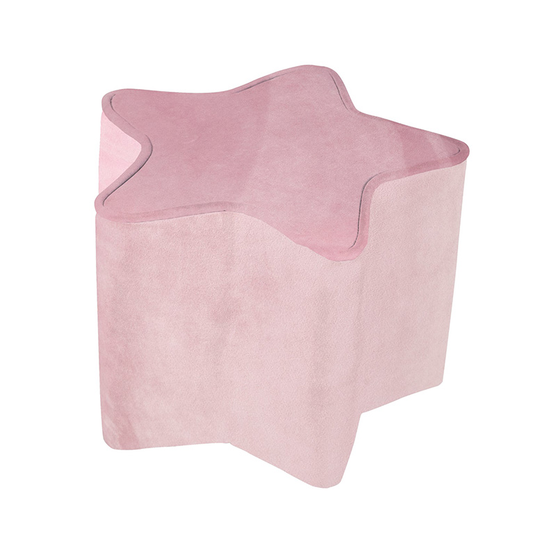 Tabouret enfant en forme d'étoile, tabouret confortable recouvert de tissu velours, Pouf