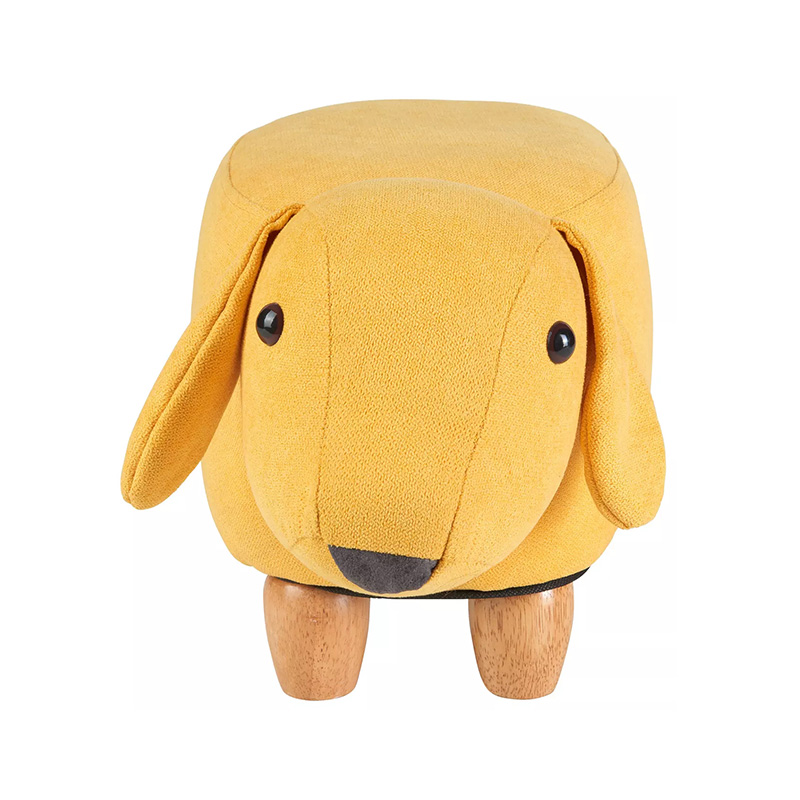 Pouf pour enfant en forme d'animal avec pieds en bois robustes et tissu doux