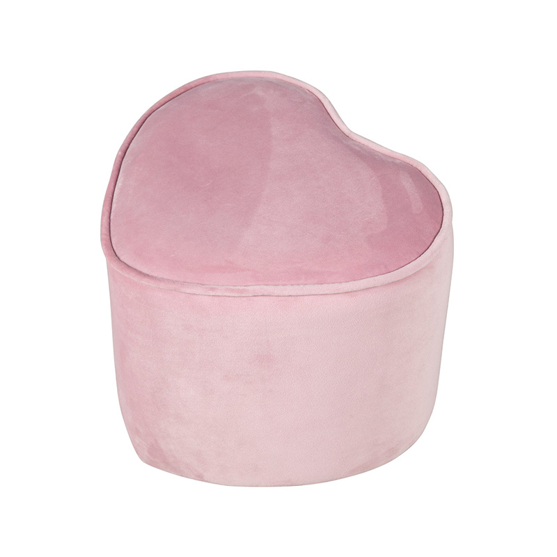 Tabouret enfant en forme de coeur, tabouret confortable recouvert de velours, pouf