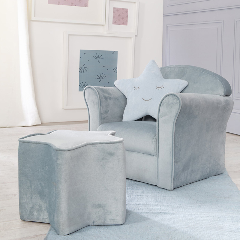 Canapé simple enfant avec accoudoirs, mini-fauteuil confortable recouvert de velours doux