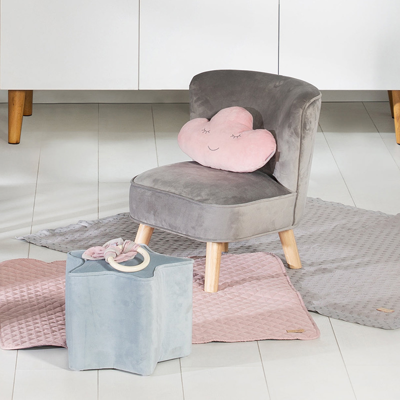 Fauteuil pour enfants, fauteuil confortable avec pieds en bois robustes et velours doux