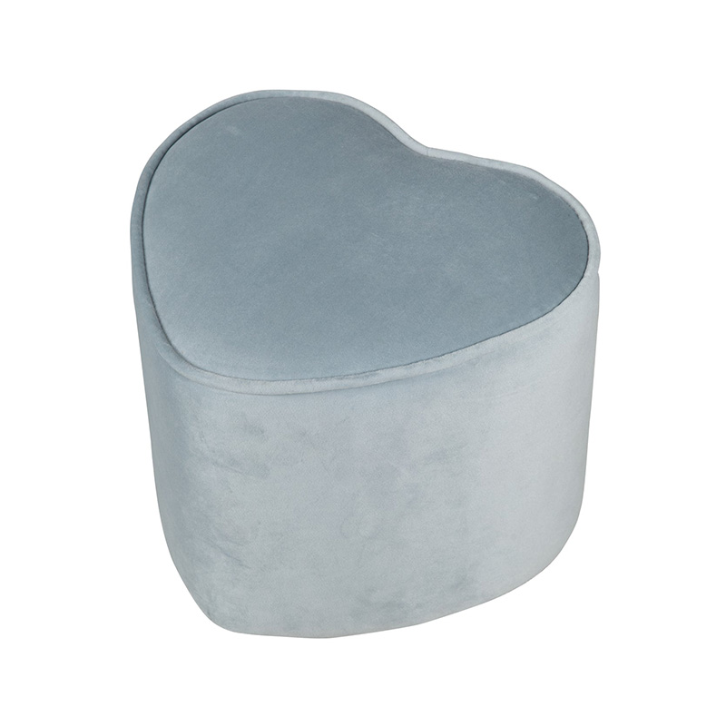 Tabouret enfant en forme de coeur, tabouret confortable recouvert de velours, pouf