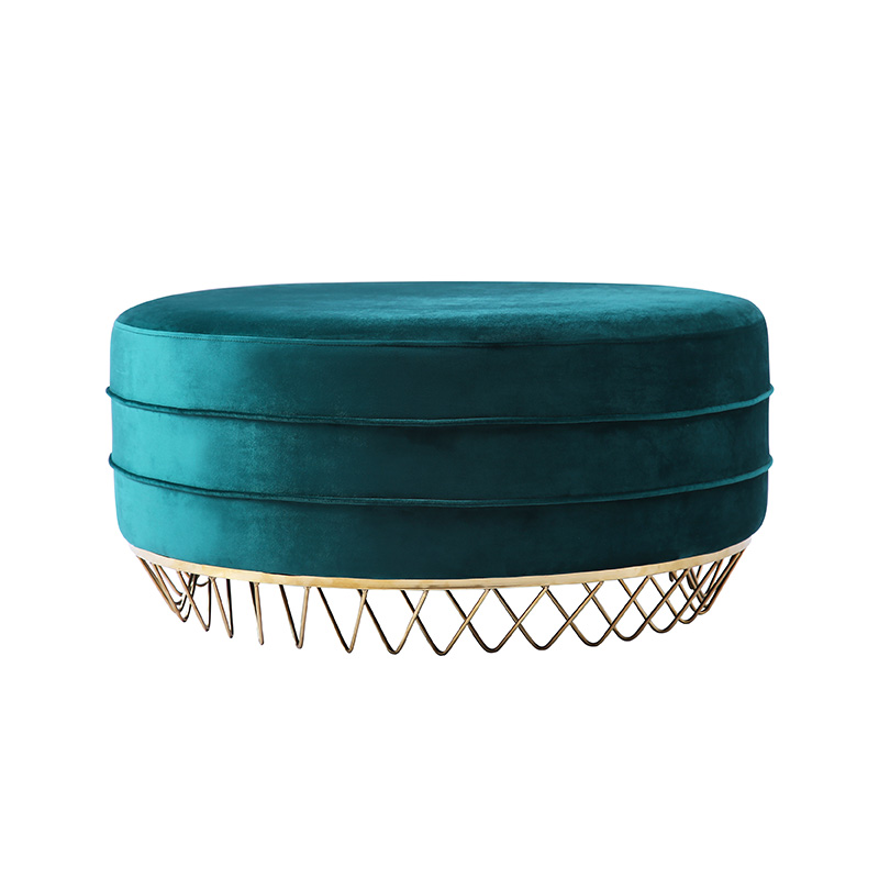 Pouf rond avec base en métal