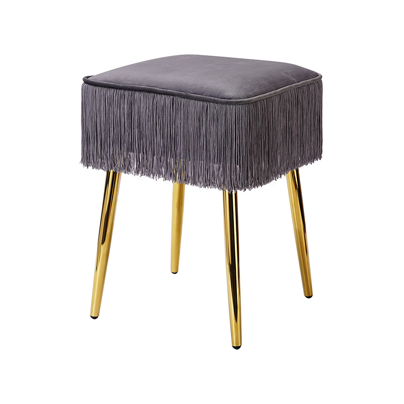 Tabouret carré à pompons