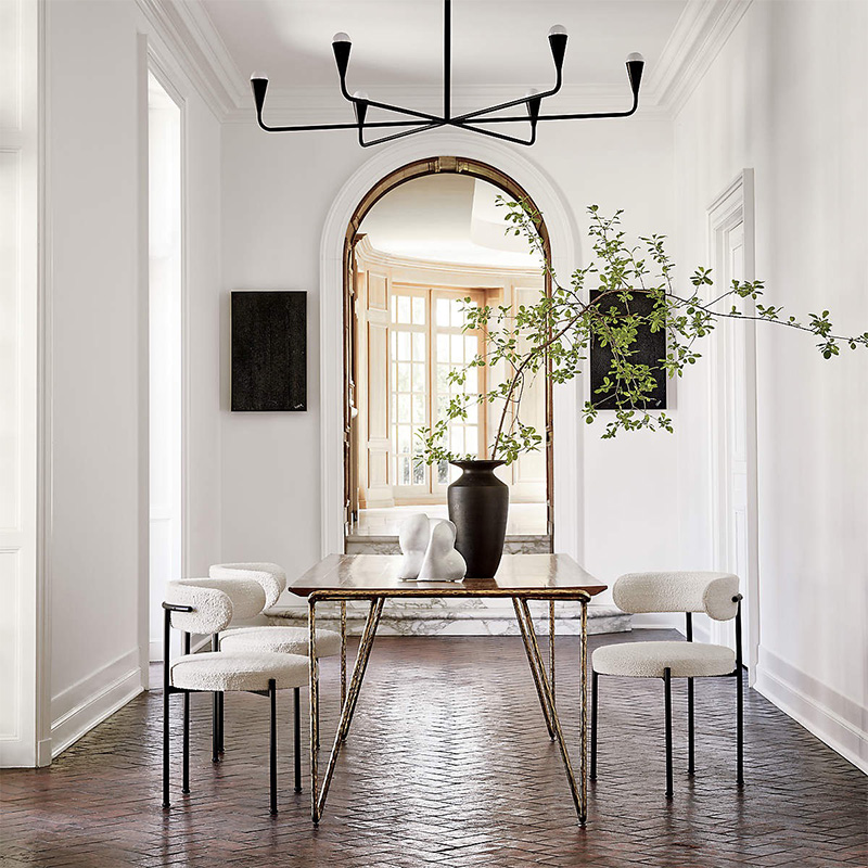 Chaise de salle à manger en velours avec structure en métal