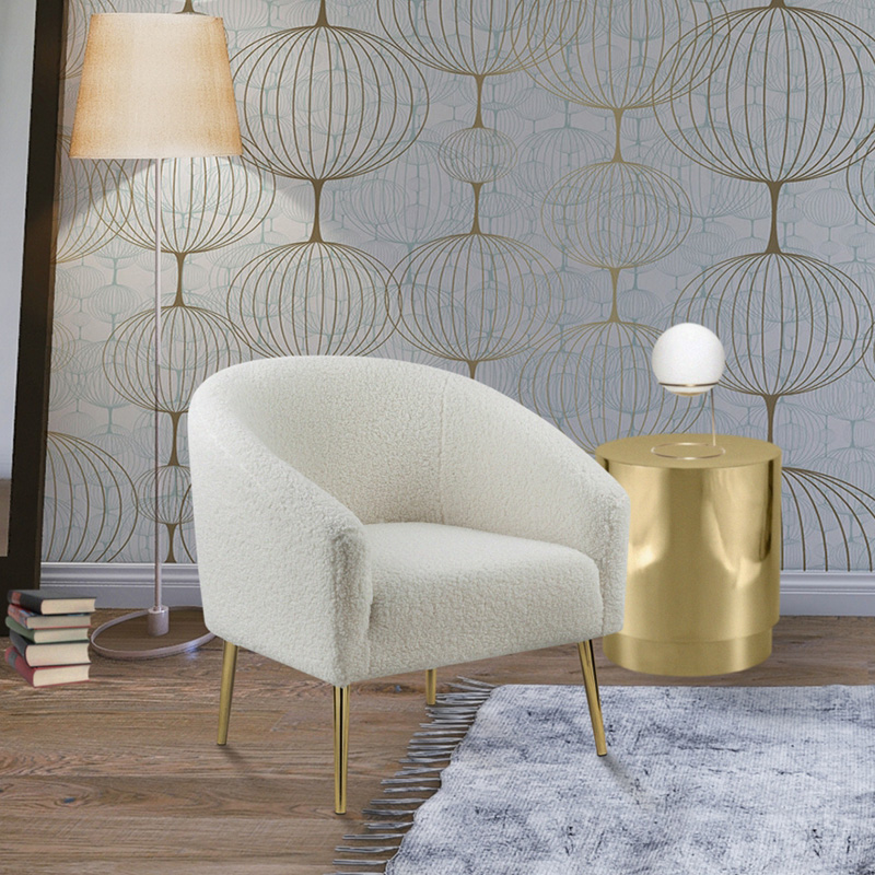 Fauteuil d'appoint en fourrure blanche