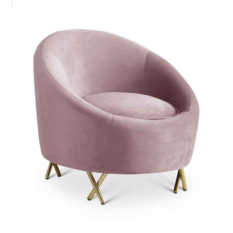 Chaise ronde en velours avec pieds en métal