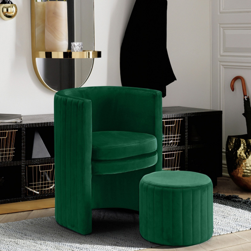 Ensemble chaise d'appoint et tabouret en velours