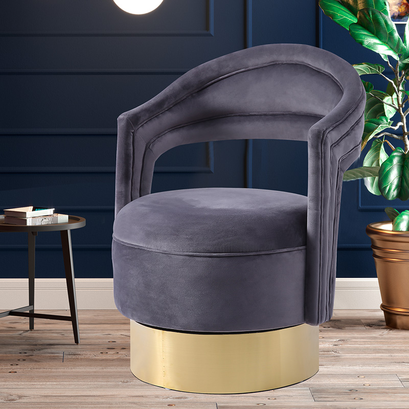 Fauteuil d'appoint pivotant en velours